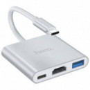 HOCO HB14 Adaptador Hub Usb-c a Hdmi, Usb-c para Carga y USB 3.0