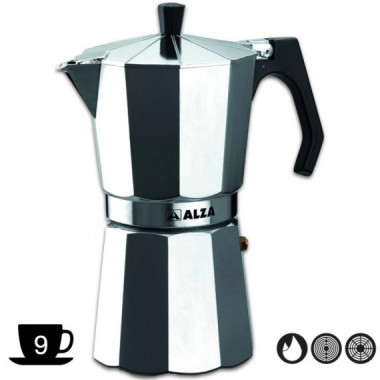 ALZA Basic Cafetera Aluminio 9 Tazas para Vitrocerámica y Gas
