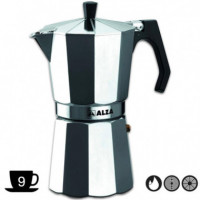 ALZA Basic Cafetera Aluminio 9 Tazas para Vitrocerámica y Gas