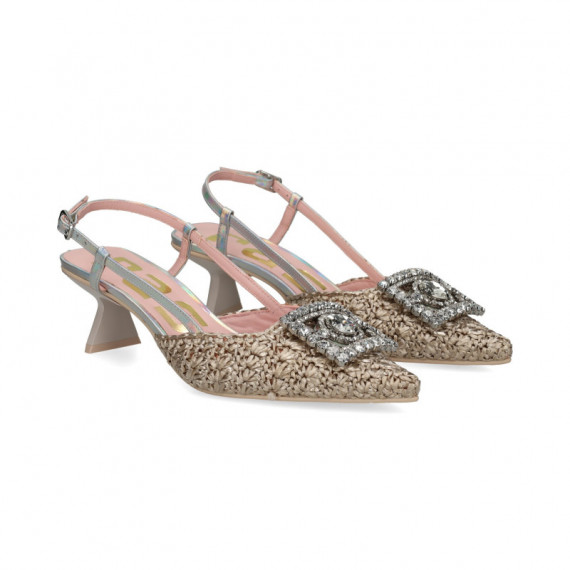 sin Talon Aplique Plata Rafia Cielo  RAS