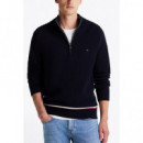 TOMMY HILFIGER - Structure Global Stripe Zip Mock - DW5 - F|MW0MW38086/DW5