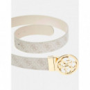 Noelle Adj & Rev Pant Belt H35 Bone Logo  GUESS