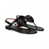 Esclava Flor Piel Negro  PRETTY BALLERINAS