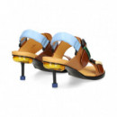 Sandalia 2 Hebillas Piel Multi Marron  4CCCCEES