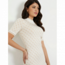 Vestido GUESS Mini Jersey Logotipo 4G Blanco Crema