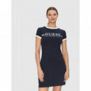 Vestido Mini de Punto Acanalado Ceñido de GUESS