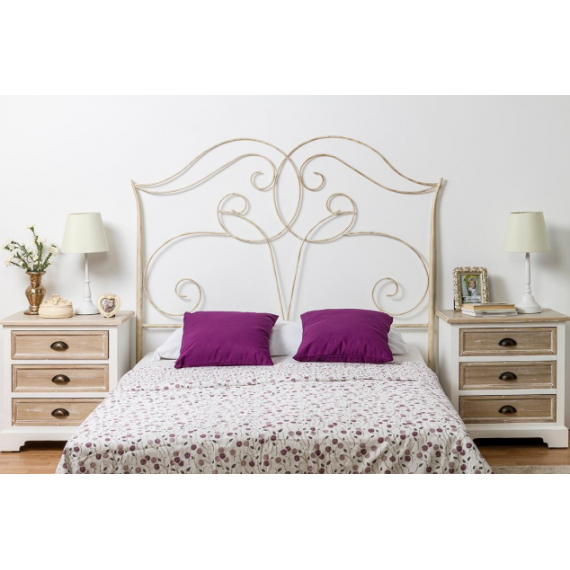 CABECERO DE FORJA MOD. 110 CAMA 150 CM BLANCO/DORADO