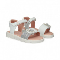 Sandalia Mariposa Piel+gliter Blanco  GARVALIN