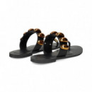 Esclava Dedo Apliques Piel Negro  EXE