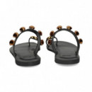 Esclava Dedo Apliques Piel Negro  EXE