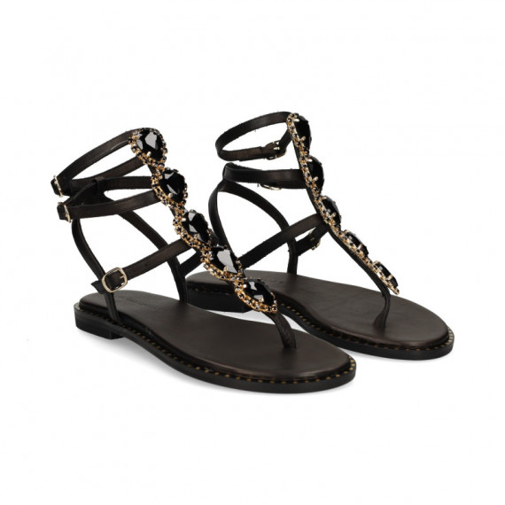 Esclava 3 Hebillas+piedras Negro  EXE