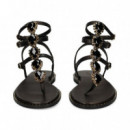 Esclava 3 Hebillas+piedras Negro  EXE