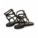 Esclava 3 Hebillas+piedras Negro  EXE