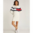 Tjw Flag Hood Sweater Dress Ext Ancient  TOMMY JEANS