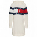 Tjw Flag Hood Sweater Dress Ext Ancient  TOMMY JEANS