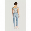 Tjw Boat Neck Top Ss Ext Ecru / Navy Str  TOMMY JEANS