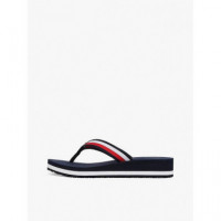 Th Corp Mid Wedge Beach Sandal Space Blu  TOMMY HILFIGER