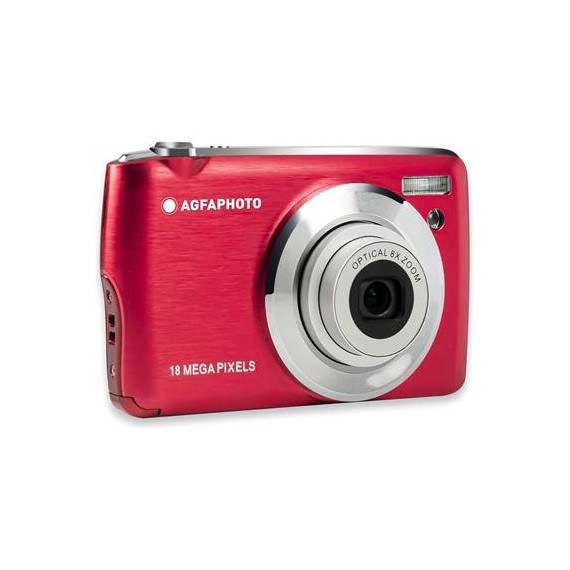AGFAPHOTO Camara de Fotos Digital DC8200 Rojo 18MP, Full HD con Tarjeta 16GB