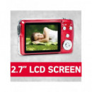 AGFAPHOTO Camara de Fotos Digital DC8200 Rojo 18MP, Full HD con Tarjeta 16GB