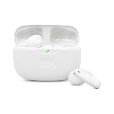 JBL Auricular BLUETOOTH Wave Beam 2 Blanco con Cancelacion de Ruido y Estuche de Carga