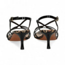 Sandalia Tiras+circulo Charol Negro  ALBANO