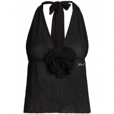 KARL LAGERFELD - Karl Dna Plisse Halter Top - DW1 - A2W46007/DW1