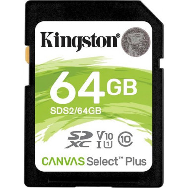 KINGSTON Tarjeta Memoria Sd 64GB 100MB/S Clase 10  Canvas Select Plus