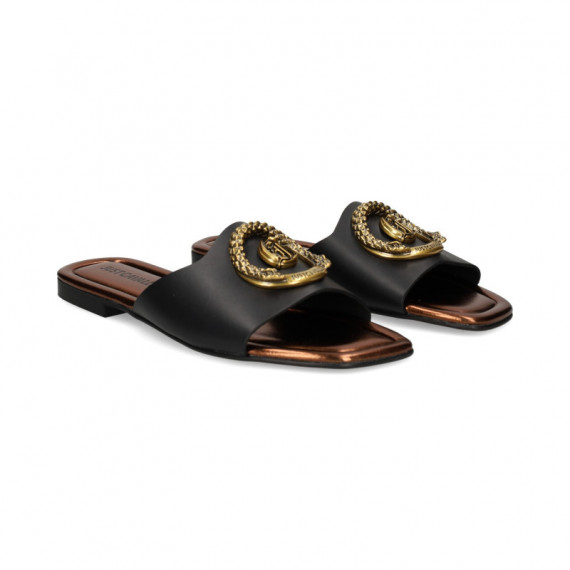 Pala Aplique Piel Negro  JUST CAVALLI