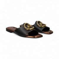 Pala Aplique Piel Negro  JUST CAVALLI