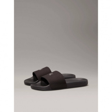 Slide Monogram Hardware Triple Black  CALVIN KLEIN