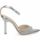 Sandalia Gilda Metal+strass Plata  EXE