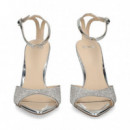 Sandalia Gilda Metal+strass Plata  EXE