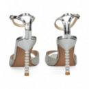 Sandalia Gilda Metal+strass Plata  EXE