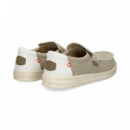 Mocasin Talon Blanco Textil Beige  HEY DUDE