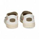 Mocasin Talon Blanco Textil Beige  HEY DUDE