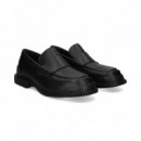 Goma Rayas Mocasin Piel Negro  CAMPER