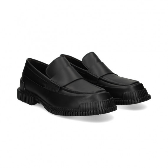 Goma Rayas Mocasin Piel Negro  CAMPER