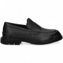 Goma Rayas Mocasin Piel Negro  CAMPER