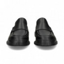 Goma Rayas Mocasin Piel Negro  CAMPER