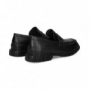 Goma Rayas Mocasin Piel Negro  CAMPER