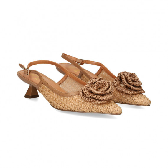 sin Talon Flor Rafia Camel  EXE