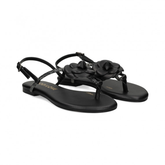 Esclava Flor Piel Negro  LODI