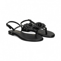 Esclava Flor Piel Negro  LODI