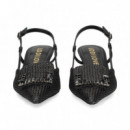 sin Talon Aplique Rafia Negro  LODI