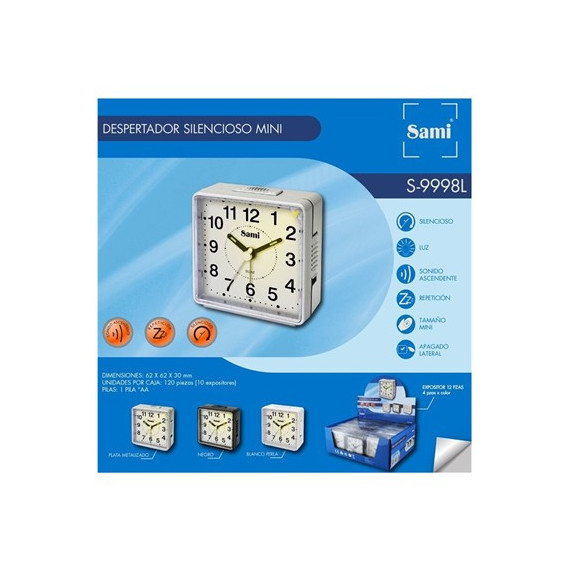 SAMI Reloj Despestador Analogico S-9998L Varios Colores