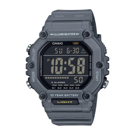 CASIO AE-1600H-8BV Reloj Deportivo Digital – Resistente Al Agua 100M, Batería 10 Años, 5 Alarmas