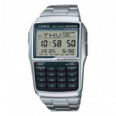 CASIO DBC-32D-1A Reloj Calculadora Vintage – Data Bank, Multilingüe, Acero Inoxidable, Batería 10 Años