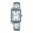CASIO LTP-1234PD-7B Reloj de Mujer Plateado – Caja Rectangular, Acero Inoxidable, Diseño Elegante, Wr