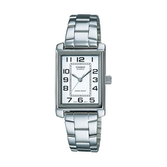 CASIO LTP-1234PD-7B Reloj de Mujer Plateado – Caja Rectangular, Acero Inoxidable, Diseño Elegante, Wr