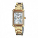 CASIO LTP-1234PG-7A Reloj de Mujer Dorado – Caja Rectangular, Correa de Acero Inoxidable, Estilo Clásico, Wr
